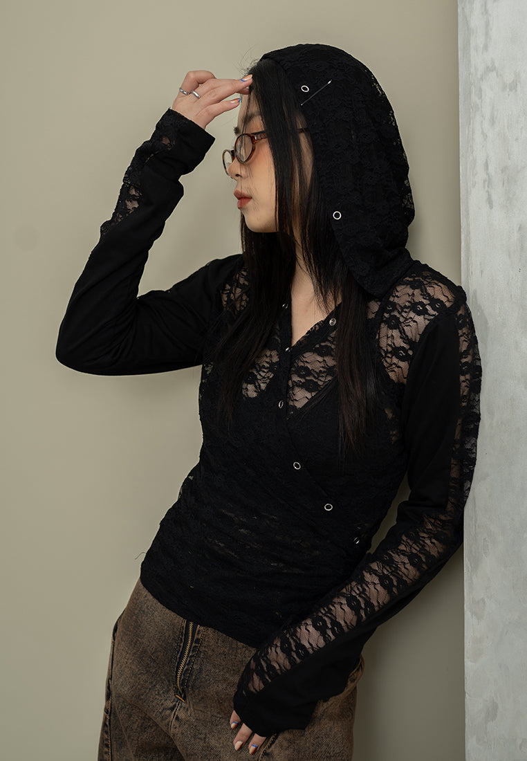 CATHA - Black Lace Top (8066160099507)