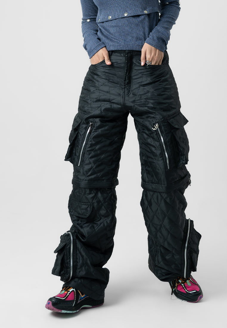 Detachable Quilted Pants - Black (7470569357491)