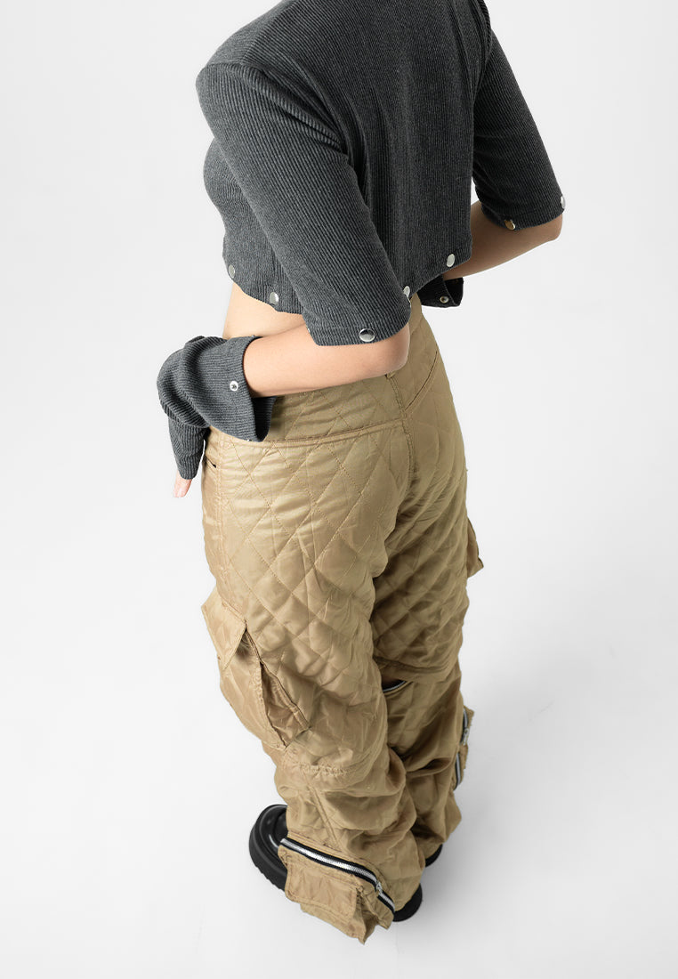 Detachable Quilted Pants - Khaki (7470570438835)