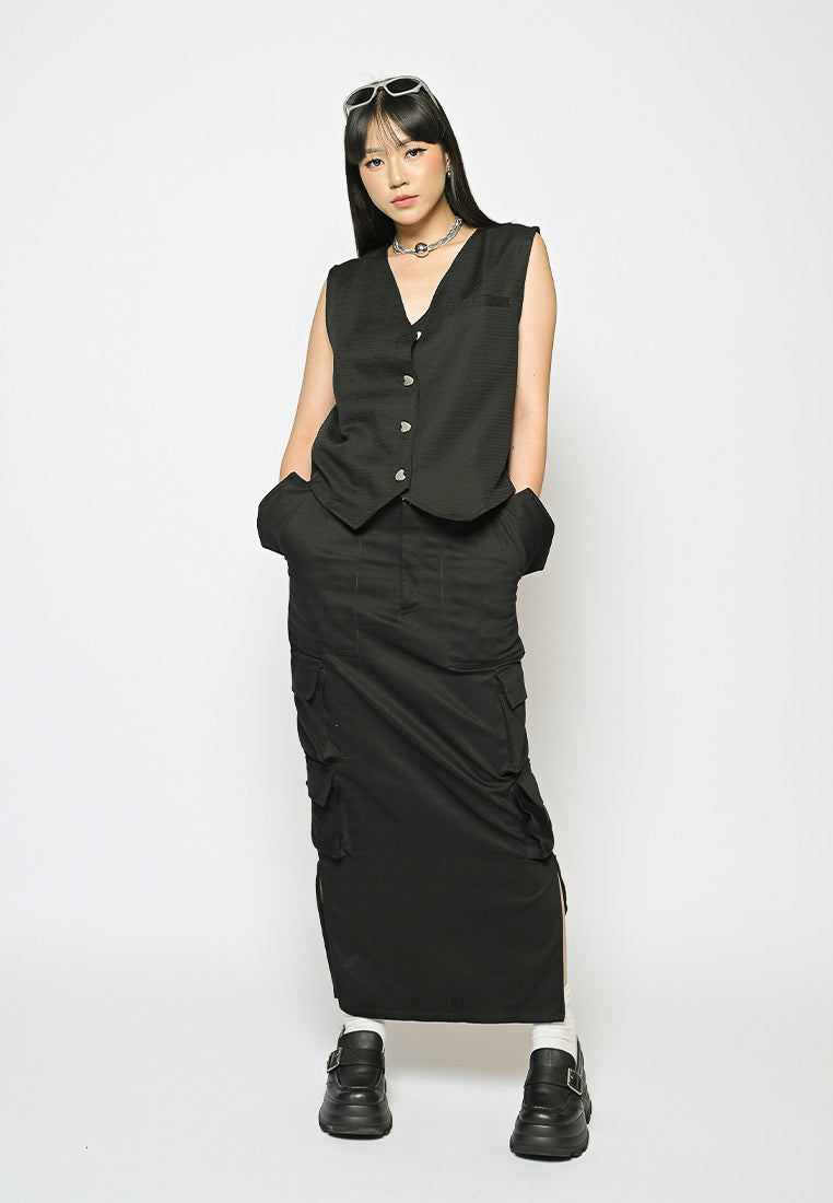 Jane Cargo Skirt in Black (7385469518003)