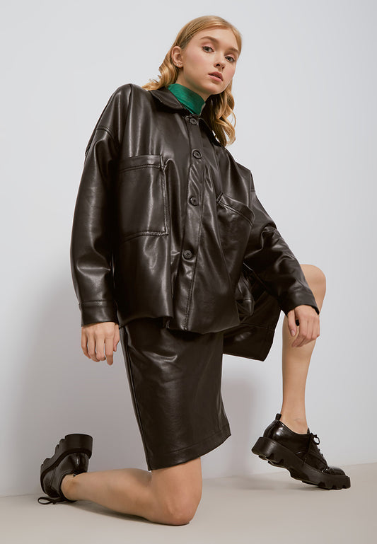 Black Retro Leather Jacket (6547213713587)