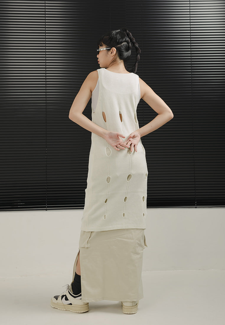Holes Dress in White (7252213956787)