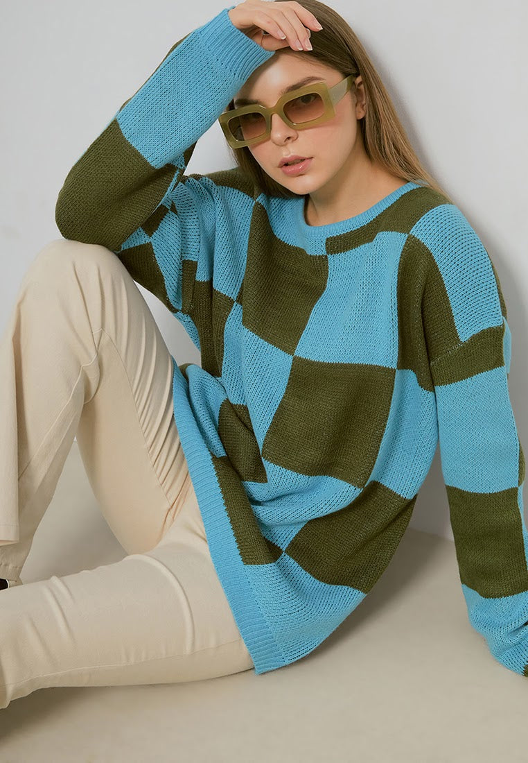 Check Oversized Sweater (7045970657459)