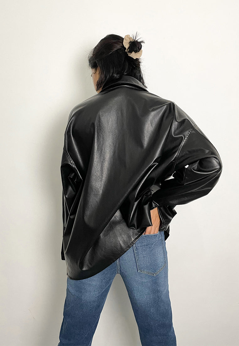 Leather Oversized Shirt (6547181142195)